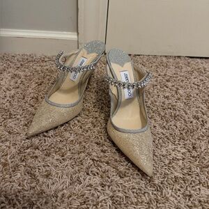 Jimmy Choo Silver and Cream Heels